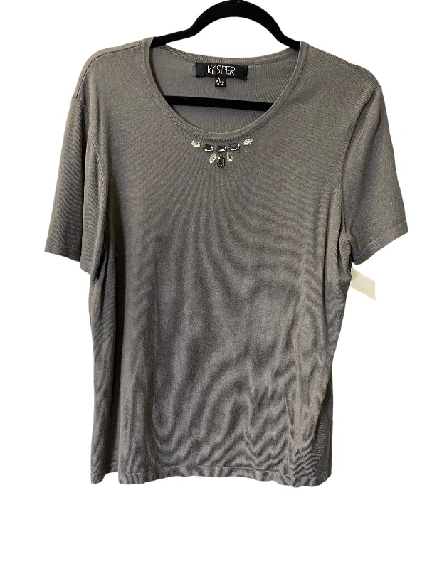 Sweater Short Sleeve By Kasper In Grey, Size: Xl