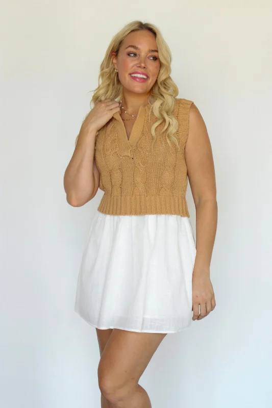 Oh My Darling Sweater Vest In Khaki