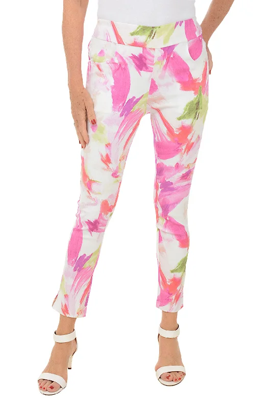 Painted Flowers Pull-On Ankle Pant