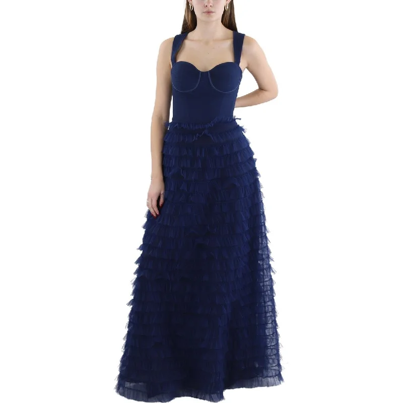 Womens Ruffled Formal Evening Dress