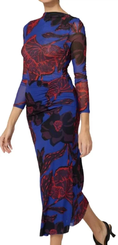 Katya Ankle Maxi Dress In La Rouge Print