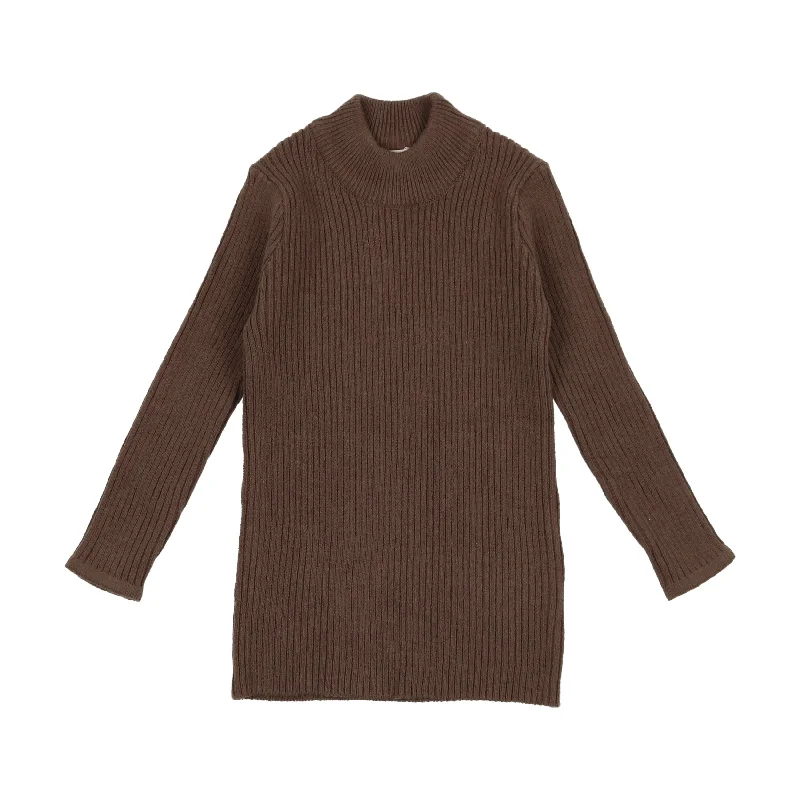 Lil Legs Knit Mock Neck - Brown