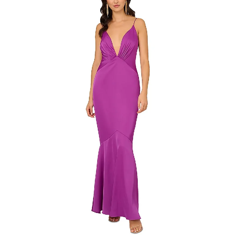 Womens Full Length Deep V Evening Dress