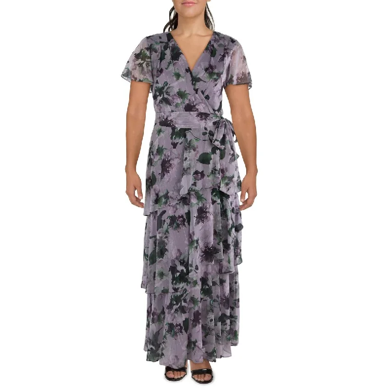 Womens Full Length Floral Print Maxi Dress