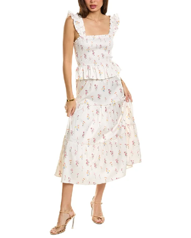 Rachel Parcell Smocked Flutter Midi Dress