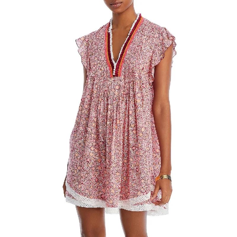 Sasha Womens Floral Short Mini Dress