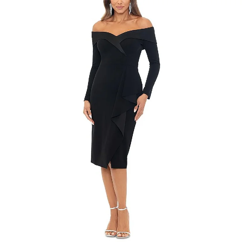 Womens Crepe Off Shoulder Cocktail And Party Dress