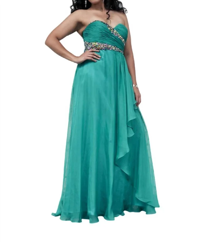 Asymmetrical Prom Dress In Green