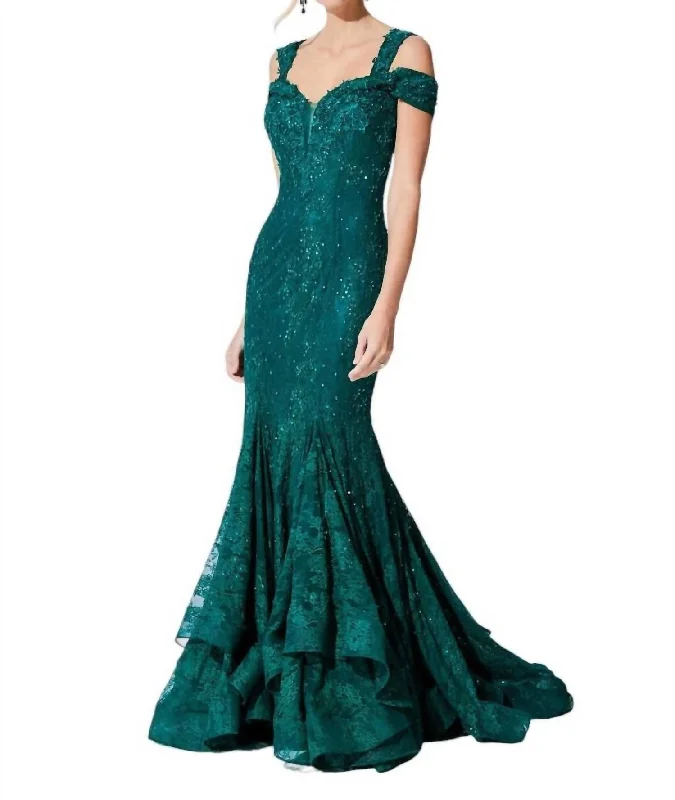 Sweetheart Trumpet Evening Dress In Emerald