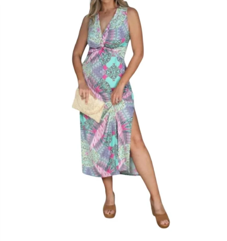 Twist Sleeveless Maxi Dress In Memphis