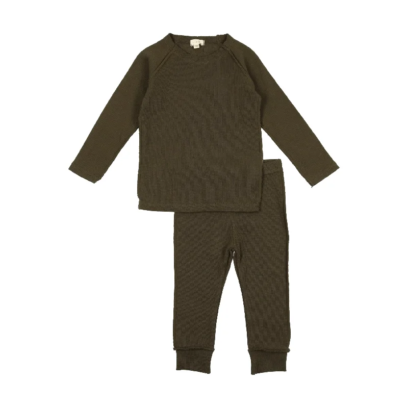 Lil Legs Boys Ribbed Set - Evergreen