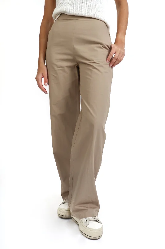 Sand Cotton Poplin Wide Pant