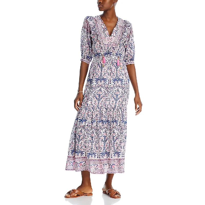 Womens Silk Blend Full Length Maxi Dress