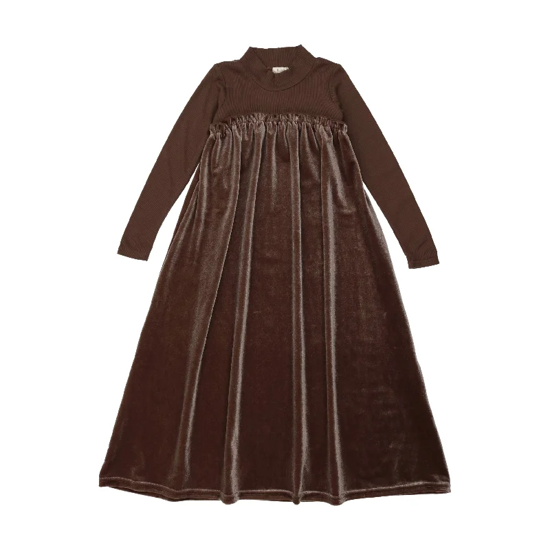 Lil Legs Velour Shabbos Robe - Long - Brown