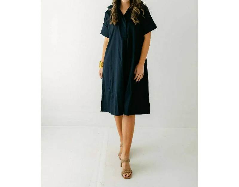 Addie Midi Shirtdress In Navy