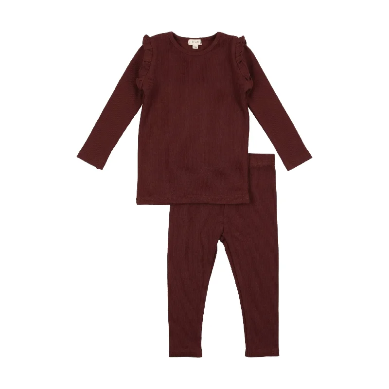 Lil Legs Girls Ribbed Set - Brick