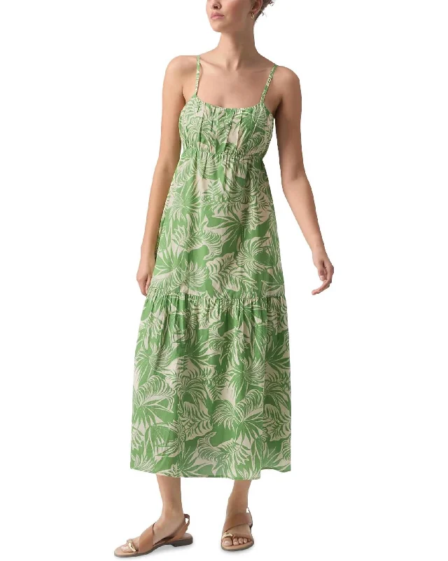 Dropped Seam Maxi Dress In Cool Palm