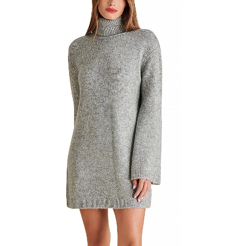 Abbie Womens Metallic Mini Sweaterdress