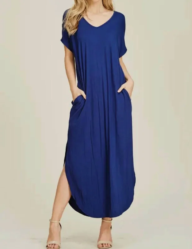 Knit Maxi Dress In Blue