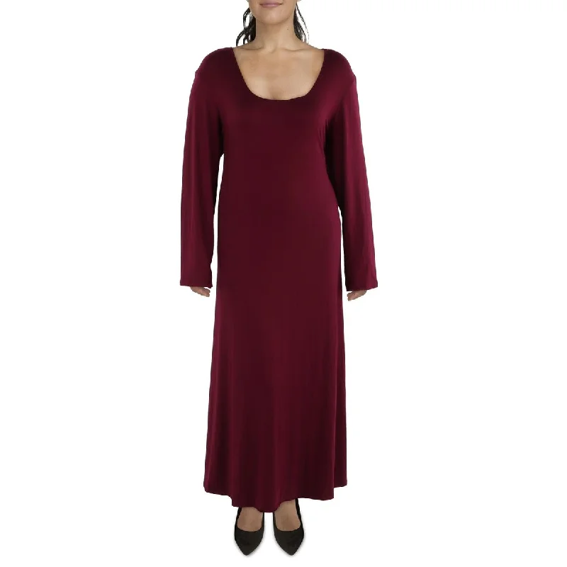 Plus Womens Full Length Boat Neckline Maxi Dress