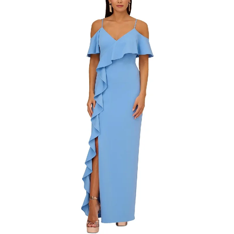 Womens Ruffled Maxi Evening Dress