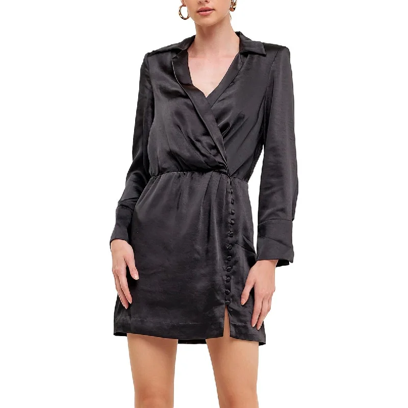 Womens Dress Shirt Mini Shift Dress