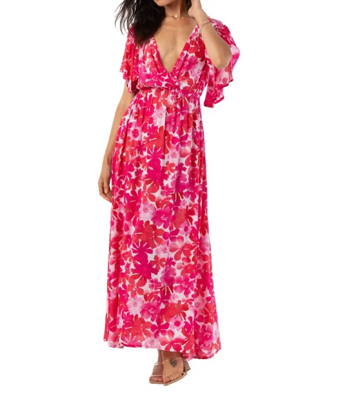 Bowie Maxi Dress In Flower Pink