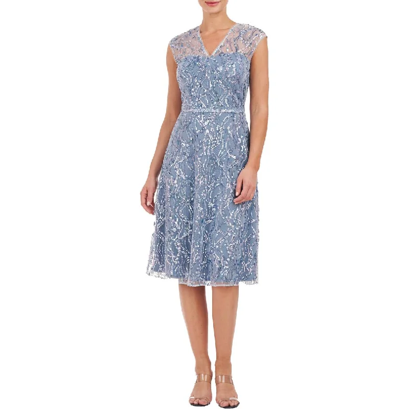 Womens Sequin Illusion Cocktail And Party Dress