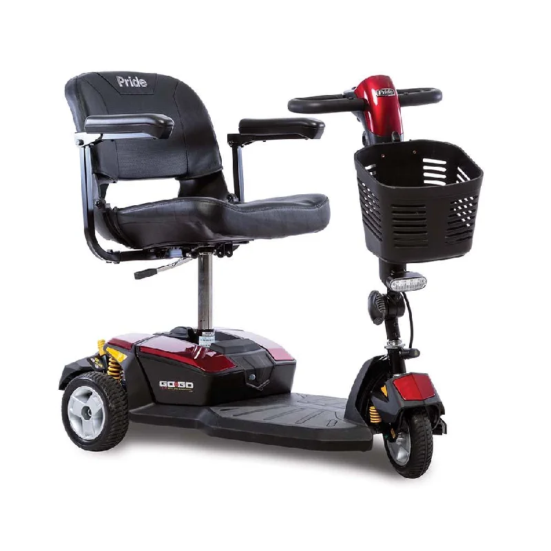 Pride Mobility Go-Go LX w/CTS Suspension 3-Wheel 12 Amp S50LX Mobility Scooter, Red & Blue Shroud Inserts