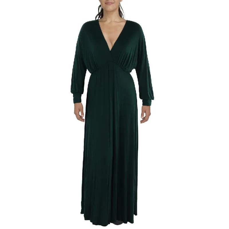 Plus Womens Full Length V-Neck Maxi Dress