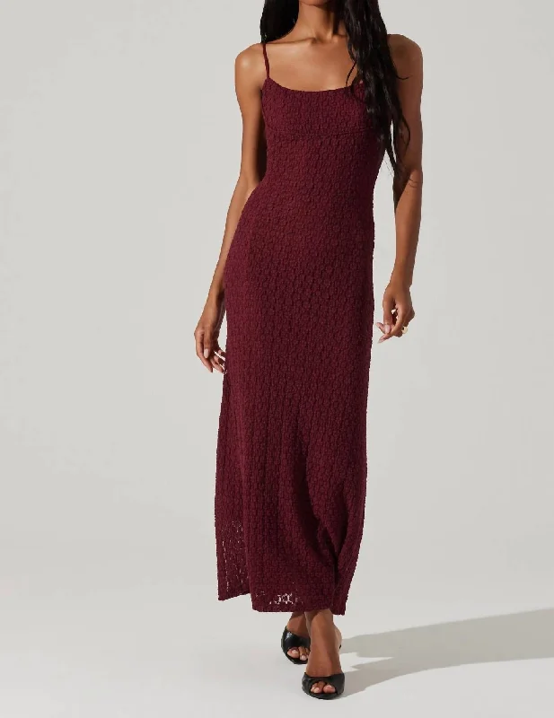 Renaisse Textured Maxi Dress In Plum