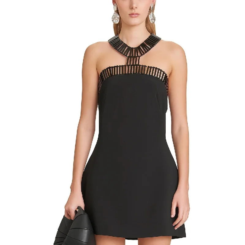 Seraphina Womens Beaded Halter Cocktail And Party Dress