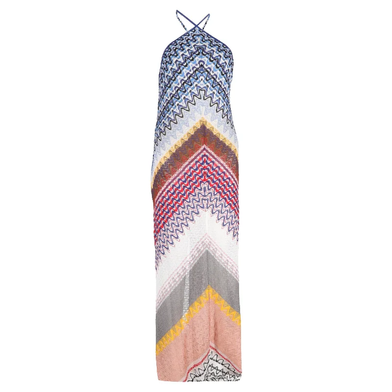 Missoni Abito Zig-Zag Knit Maxi Dress in Multicolor Viscose