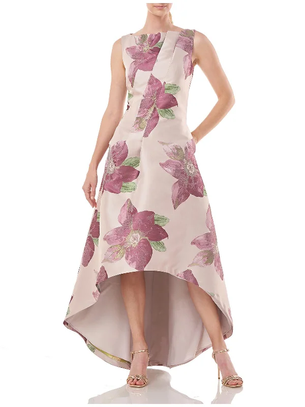 Womens Floral Hi-Low Evening Dress