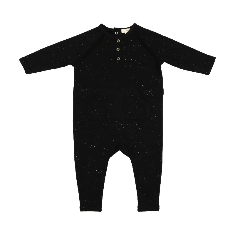 Lil Legs Boys Footless Romper - Black Speckle