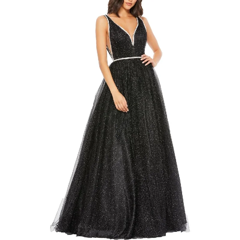 Womens Glitter Illusion Evening Dress