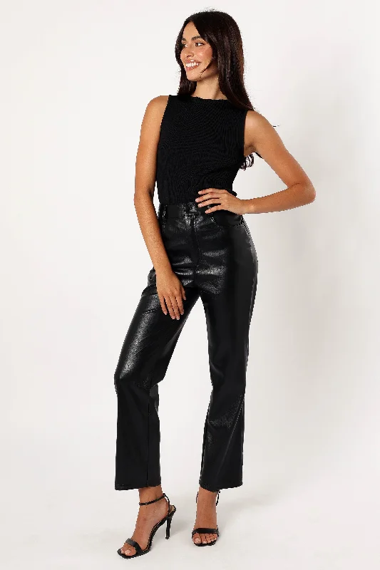 Maverick Vegan Leather Pants - Black