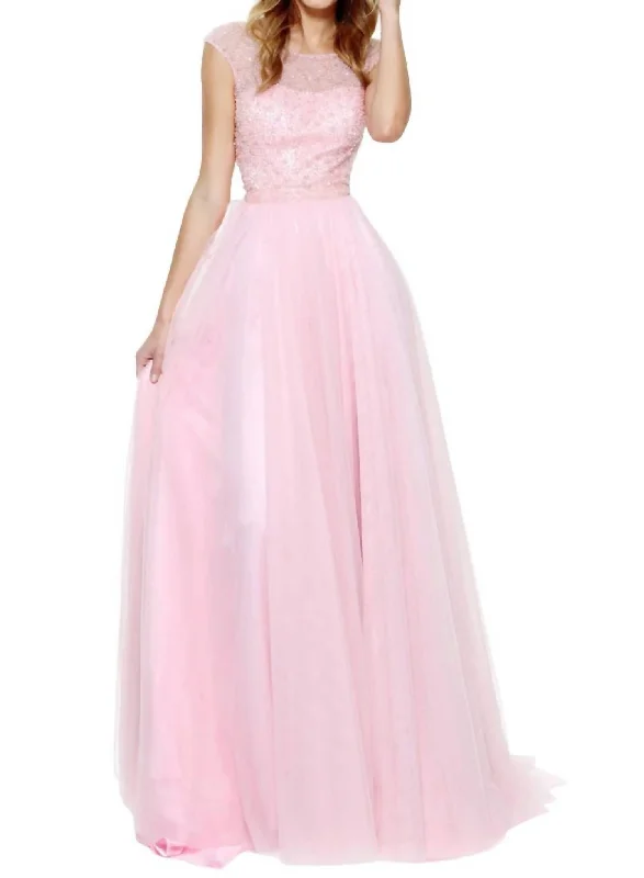 Crystal Beaded Prom Dress In Pink