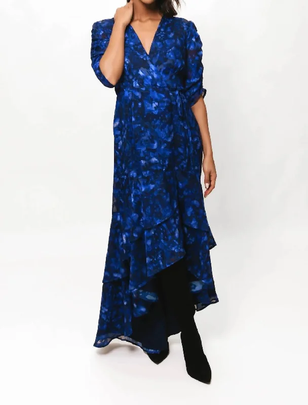 Pomona Maxi Dress In Cobalt Shibori Floral