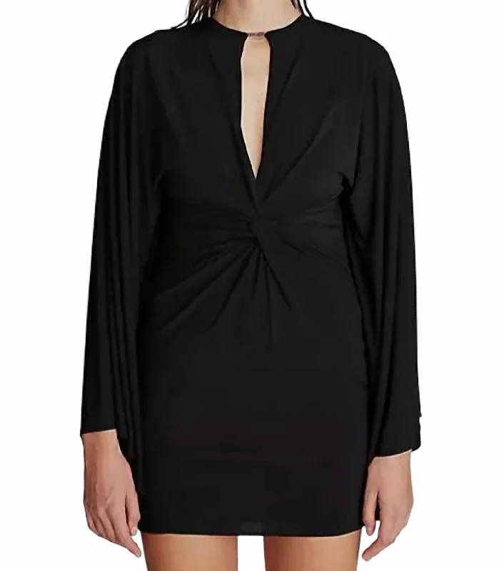 Corolina Cape Sleeve Mini Dress In Black