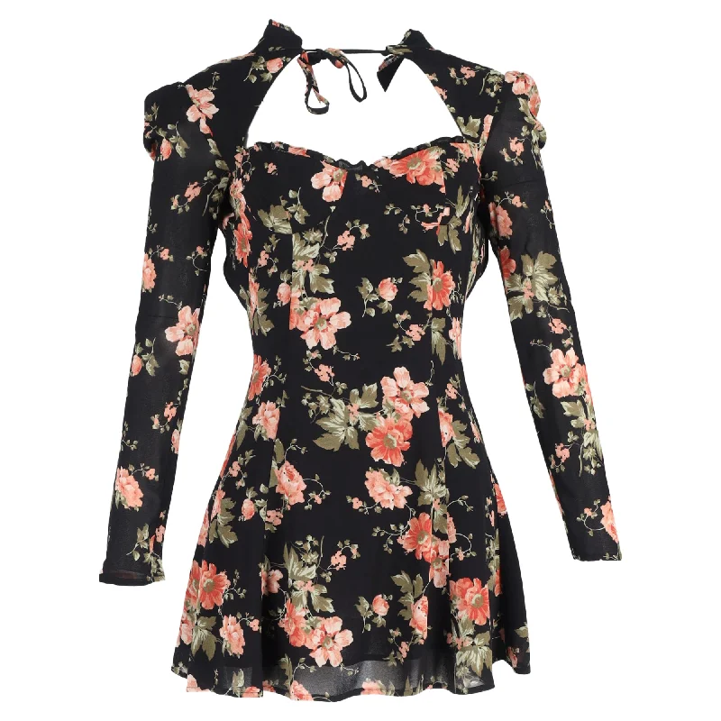 Reformation Vivianne Floral Print Mini Dress in Multicolor Viscose