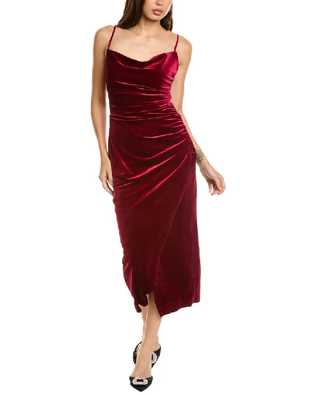 Laundry by Shelli Segal Velvet Cowl Neck Midi Dress