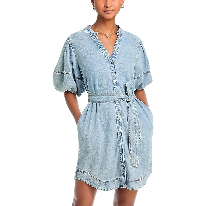 Womens Mini Belted Shirtdress