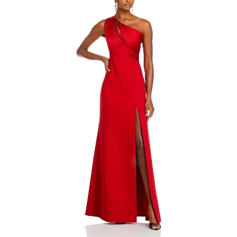 Womens Ruched Slit Evening Dress