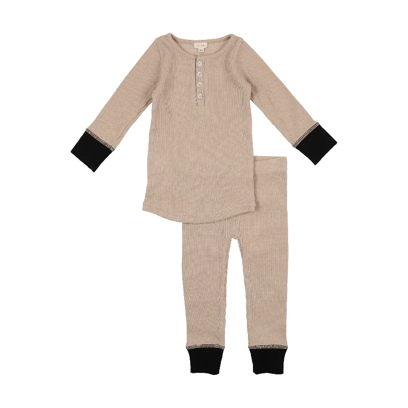 Lil Legs Waffle PJ Set - Tan