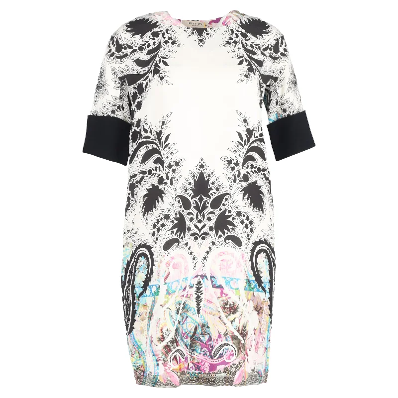 Etro Paisley Printed Mini Shift Dress in Multicolor Silk