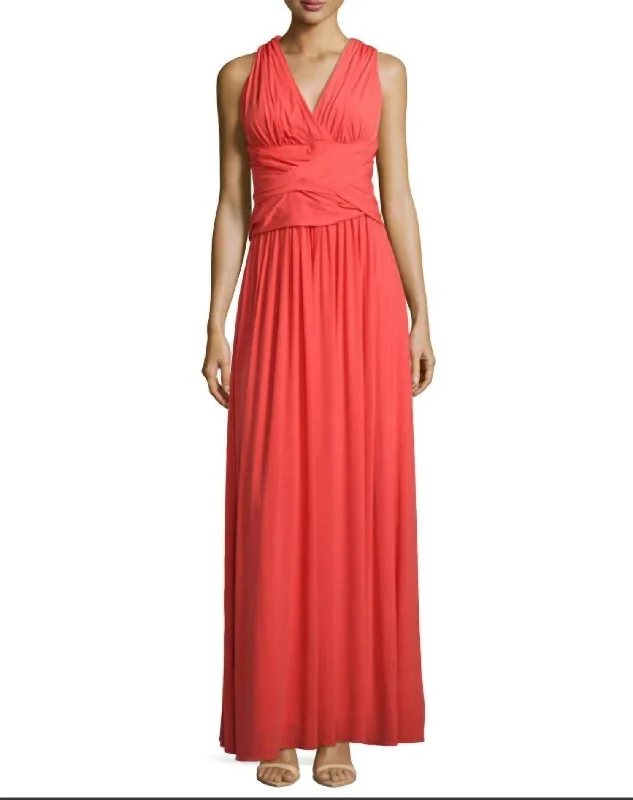 Jersey Cross Back Maxi Dress In Orange