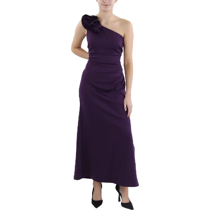 Petites Womens Full Length One Shoulder Evening Dress