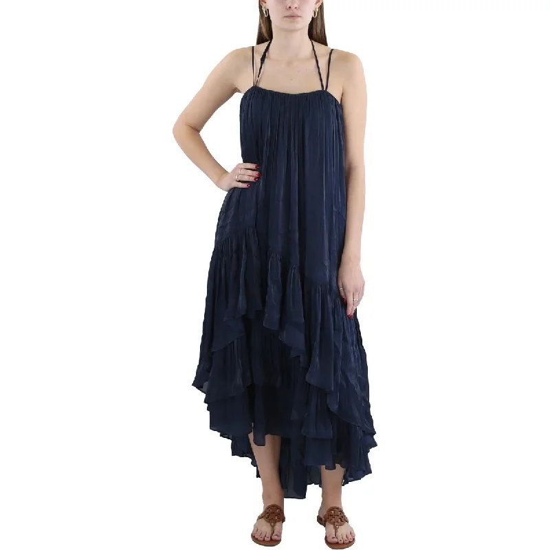 Womens Hi-Low Pleated Cocktail And Party Dress