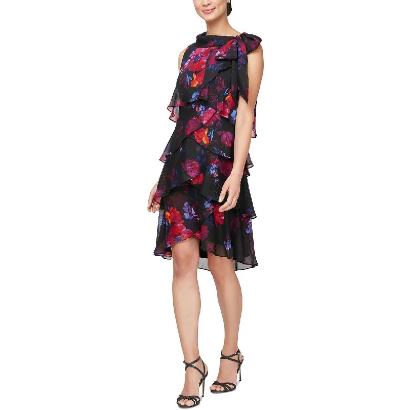 Womens Knee-Length Floral Print Cocktail And Party Dress